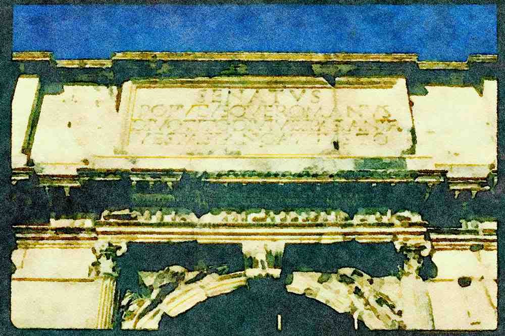 Rome Italy 149016 Senate Inscription Over Archway A4 Limited Edition Watercolour Print