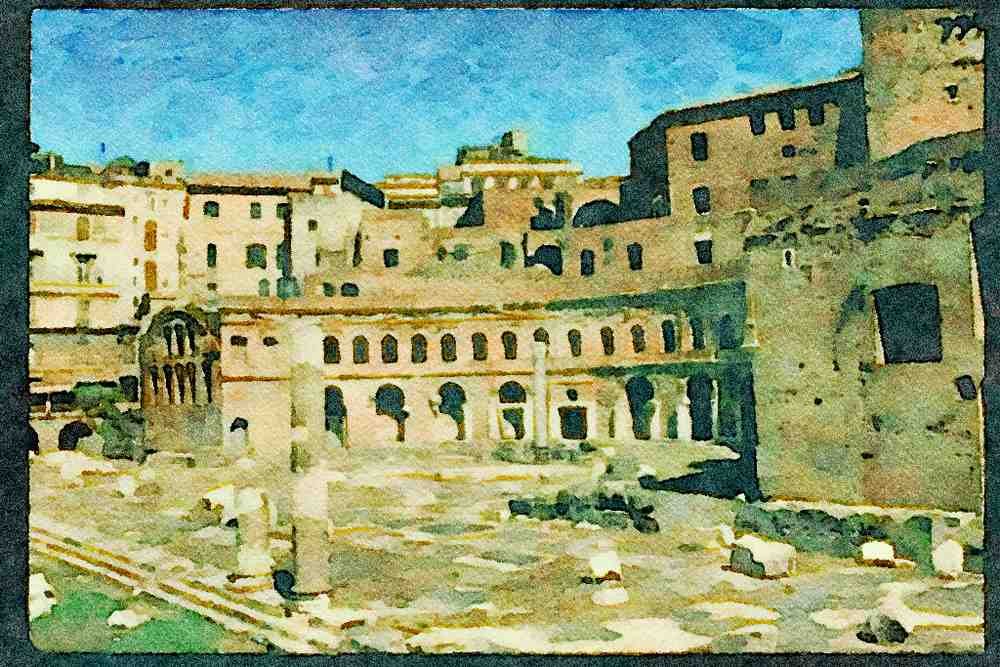 Rome Italy 149022 Remains Of Augustus' Forum A4 Limited Edition Watercolour Print