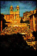 Rome Italy 149028 Overall View Of The Spanish Steps A4 Limited Edition Watercolour Print