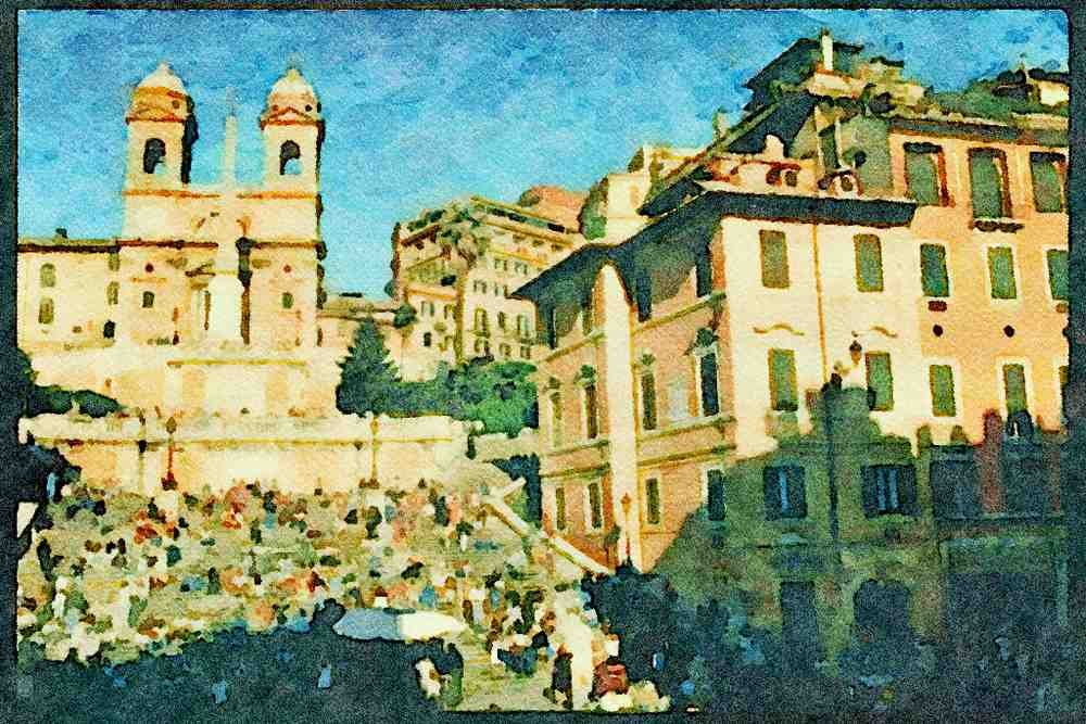 Rome Italy 149030 Keats Shelley Memorial And Spanish Steps A4 Limited Edition Watercolour Print