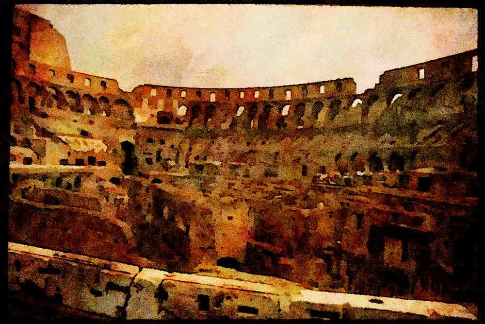 Rome Italy 149054 Detailed View Inside Colossseum A4 Limited Edition Watercolour Print