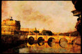 Rome Italy 149058 Bridge On The Tiber River A4 Limited Edition Watercolour Print