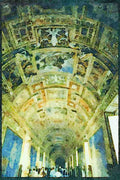 Rome Italy 149060 Painted Ceiling Along Vatican Hallway A4 Limited Edition Watercolour Print