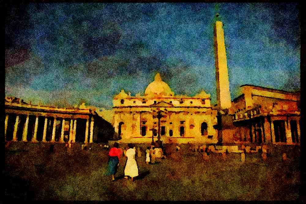 Rome Italy 149063 Sweeping View Of St. Peter's Square A4 Limited Edition Watercolour Print
