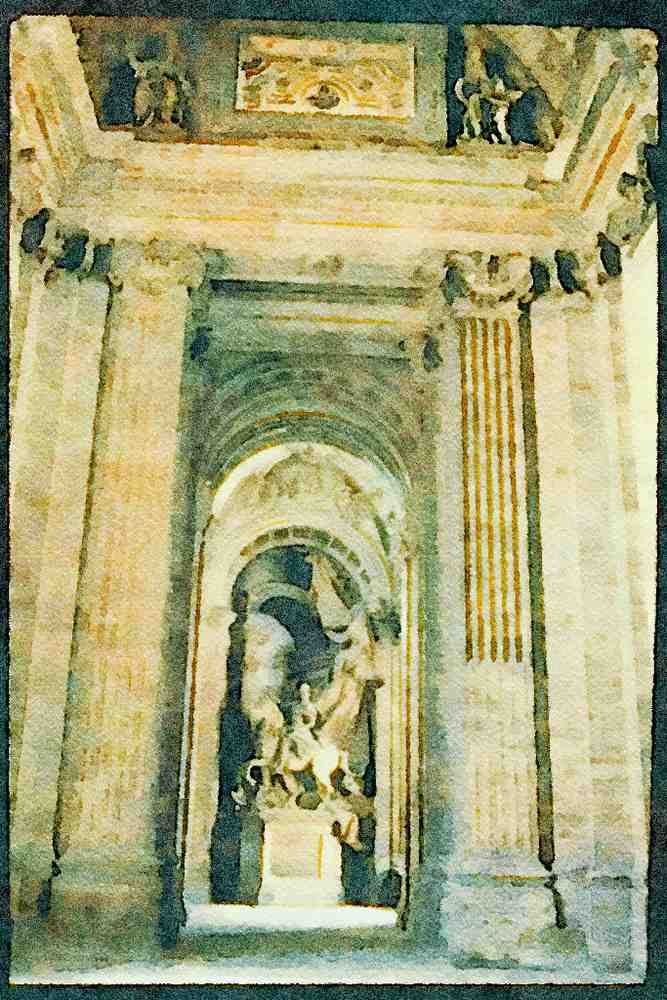 Rome Italy 149067 Through The Archways At St. Peter's Square A4 Limited Edition Watercolour Print