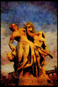 Rome Italy 149070 Statue Of Caressing People A4 Limited Edition Watercolour Print