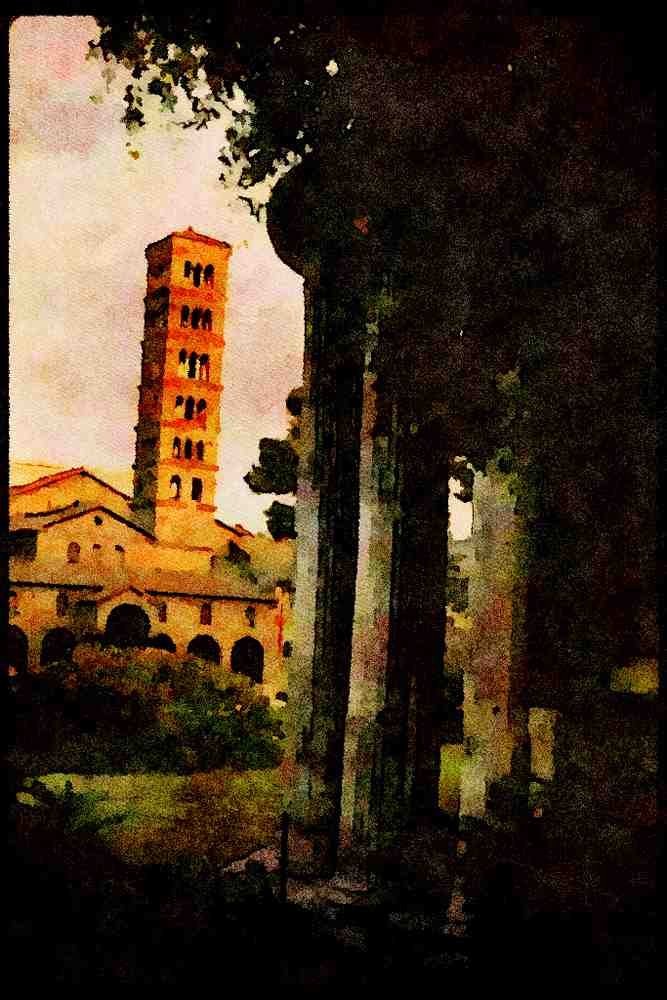 Rome Italy 149076 Santa Maria In Cosmedin A4 Limited Edition Watercolour Print