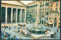 Rome Italy 149077 Piazza Del Pantheon With Obelisk Statue In Center A4 Limited Edition Watercolour Print