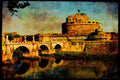 Rome Italy 149079 Castle With Bridge And Statues A4 Limited Edition Watercolour Print