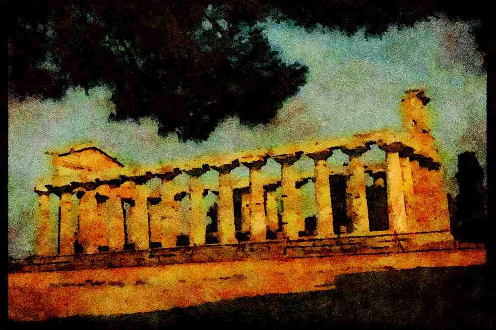 Rome Italy 149081 Temple Of Athena, Paestum A4 Limited Edition Watercolour Print
