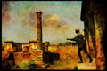 Rome Italy 149094 Sculpture And Column At Temple Of Apollo, Pompeii A4 Limited Edition Watercolour Print