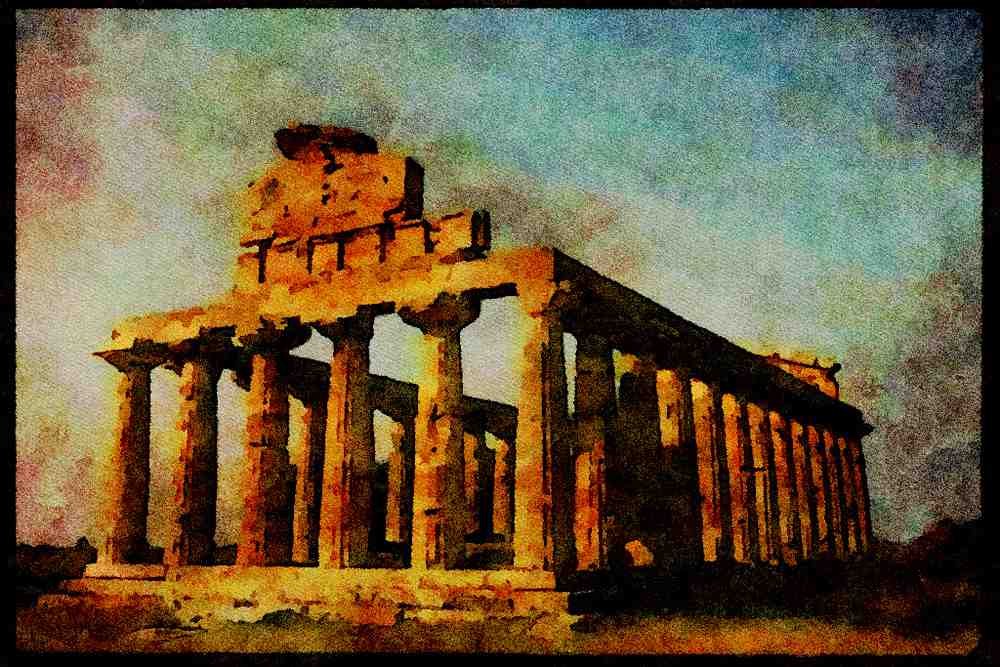 Rome Italy 149099 Side View Of Temple Of Athena A4 Limited Edition Watercolour Print