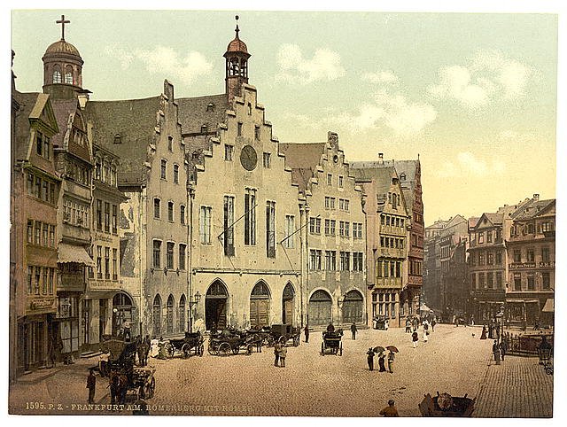 Romerberg with Romer Frankfort on Main Vintage A4 Photo Print