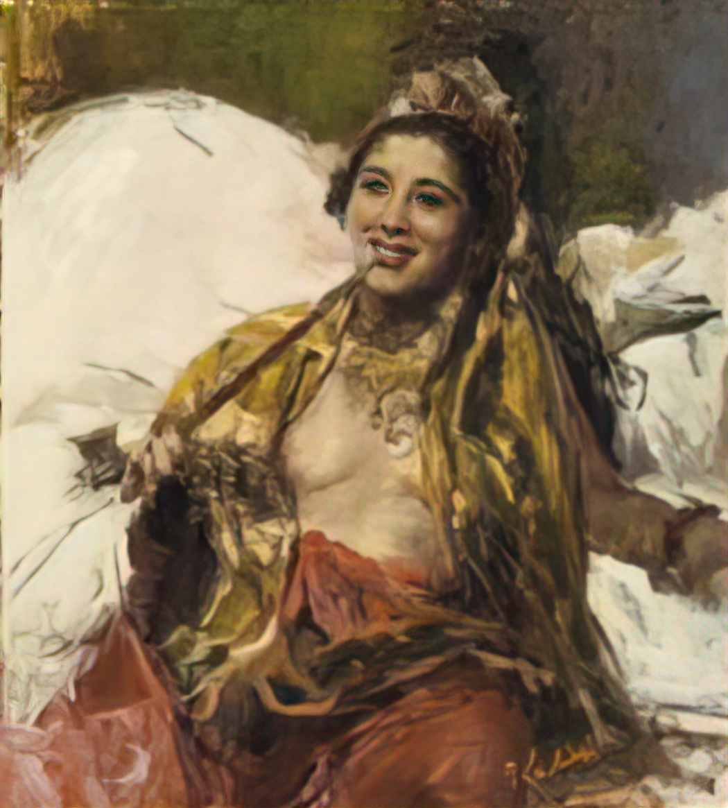 Romualdo Locatelli romualdo locatelli lady with pipe Art A4 Photo Print