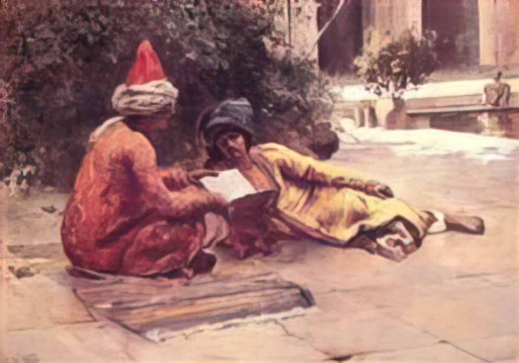 Romualdo Locatelli two arabs reading in a courtyard Art A4 Photo Print