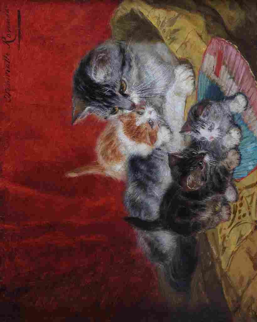 Ronner Knip Henriette 1821 1909 Cat & Kittens A4 Photo Print
