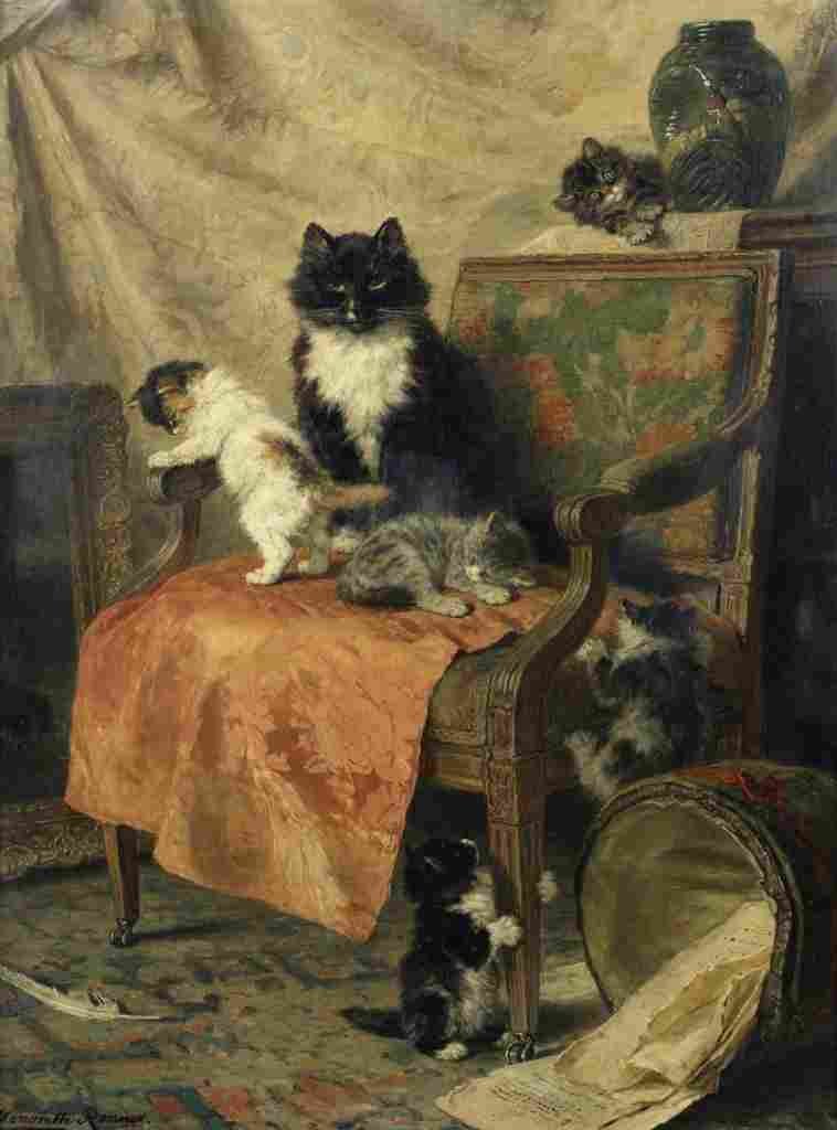 Ronner Knip Henriette 1821 1909 Kittens at play A4 Photo Print