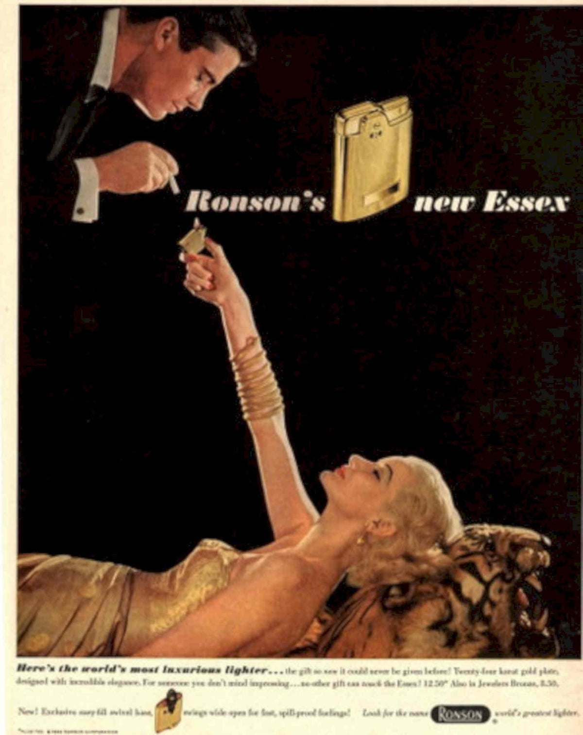 Ronson Essex Lighter 1950s Vintage Retro Advert Poster