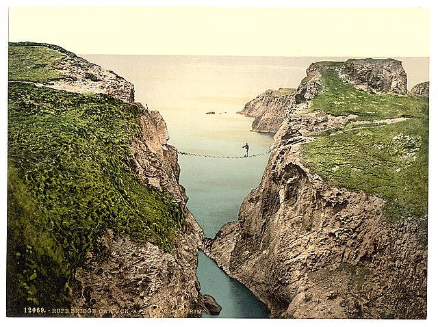Rope Bridge Carrick a Rede County Antrim Vintage A4 Photo Print