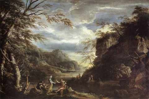 RosSalvator River Landscape With Apollo And The Cumean Sibyl A4 Photo Print