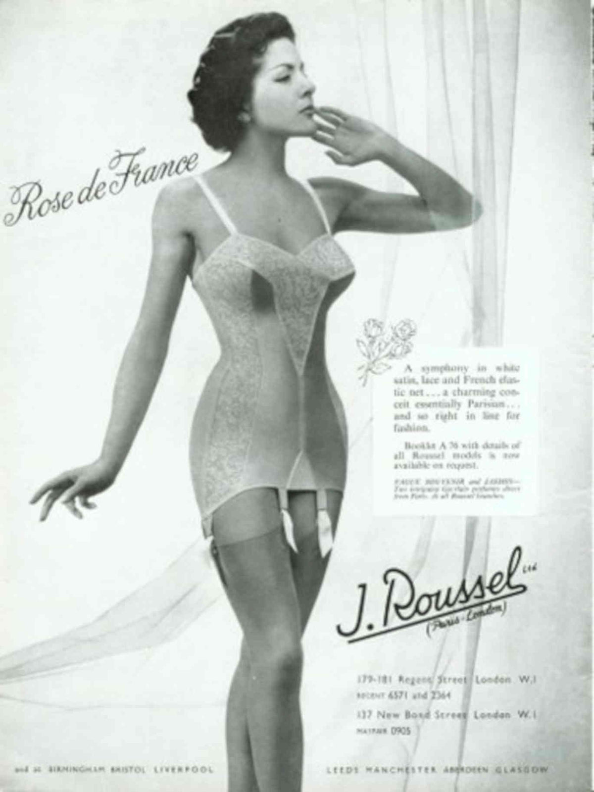 Rose France Lingerie 1950s Vintage Retro Advert Poster