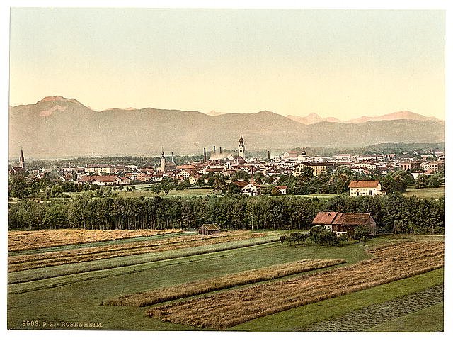 Rosenheim general view Upper Bavaria Vintage A4 Photo Print