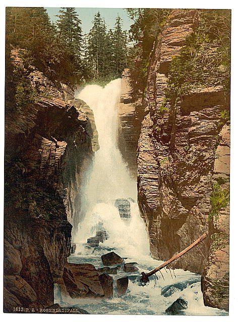 Rosenlaui waterfall Bernese Oberland Vintage A4 Photo Print