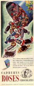 Roses Chocolates Bowl 1950s Vintage Retro Advert Poster