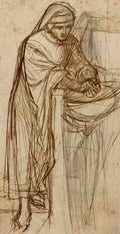 Rossetti Dante Gabriel Study For Dante At Verona With A Preliminary A4 Photo Print