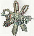 Rotary Airplane Engine cutaway A4 Photo Print