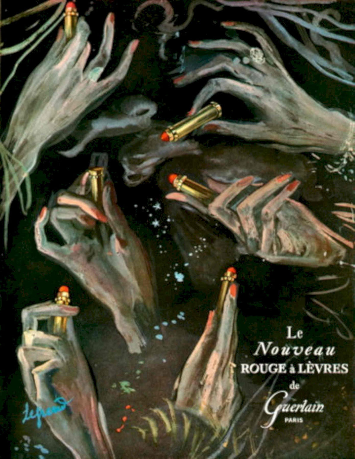 Rouge Leves Gueraulin 1940s Vintage Retro Advert Poster