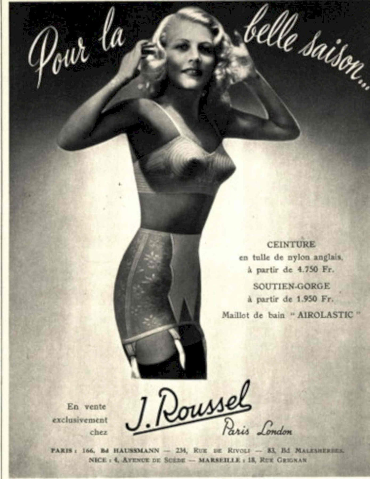 Rousseau Lingerie 1930s 1940s Vintage Retro Advert Poster
