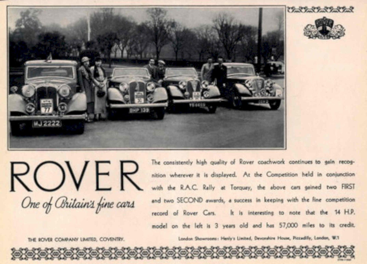 Rover Coach Cars 1930s Vintage Retro Advert Poster