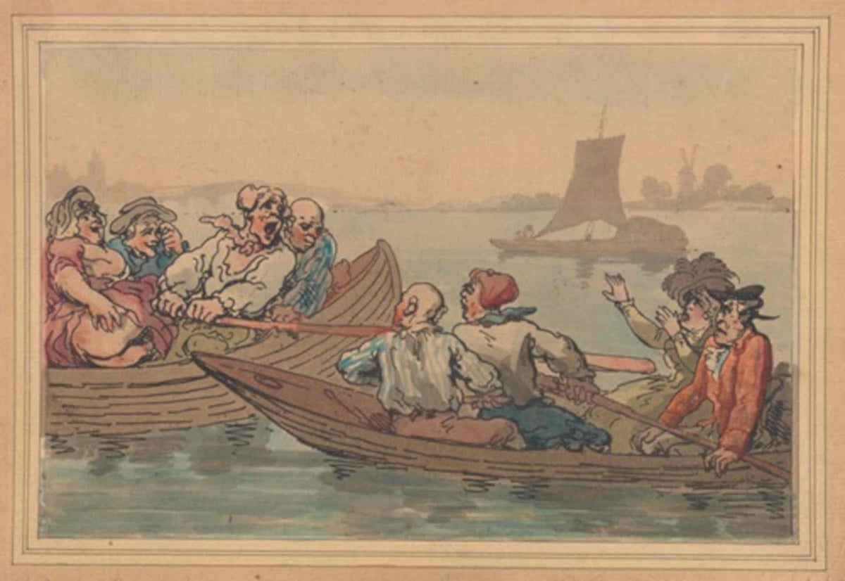 Rowing Boat Men GB Cartoon Vintage Retro Advert Poster