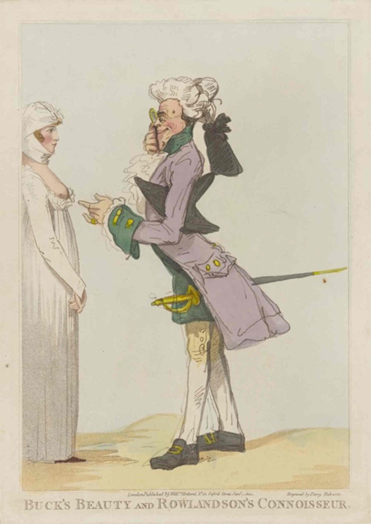 Rowlandson Buck Beauty GB Cartoon Vintage Retro Advert Poster