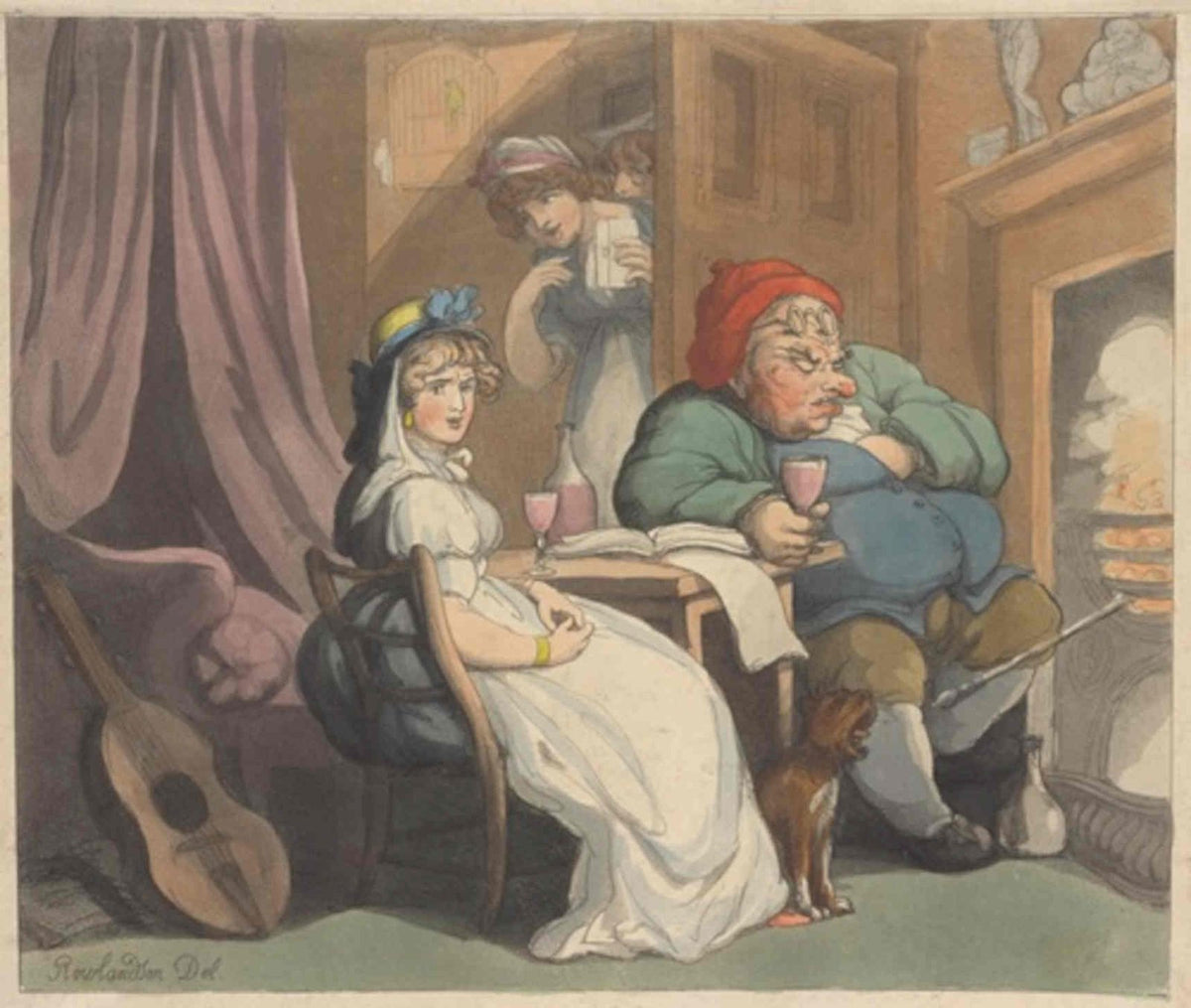 Rowlandson Dog Wine GB Cartoon Vintage Retro Advert Poster