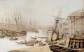 Rowlandson Thomas A View On The Thames With Numerous Ships And Figures On The Wharf A4 Photo Print