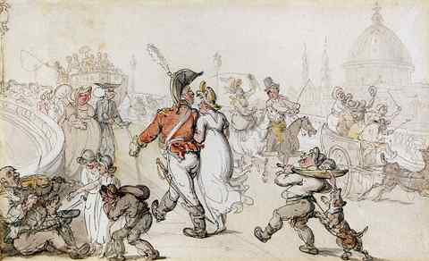Rowlandson Thomas Elegant Company On Blackfriars Bridge A4 Photo Print