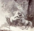Rowlandson Thomas Horses Fighting On A Woodland Path A4 Photo Print