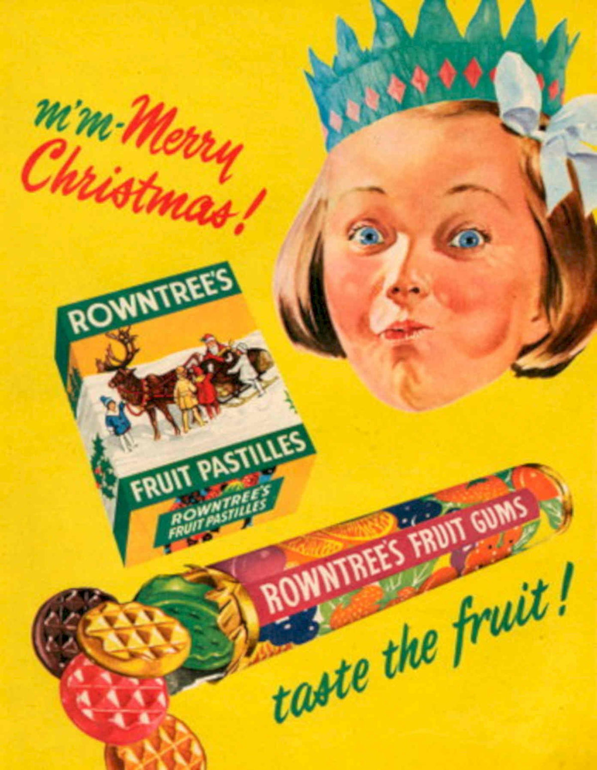 Rowntree Fruit Pastilles 1950s Vintage Retro Advert Poster