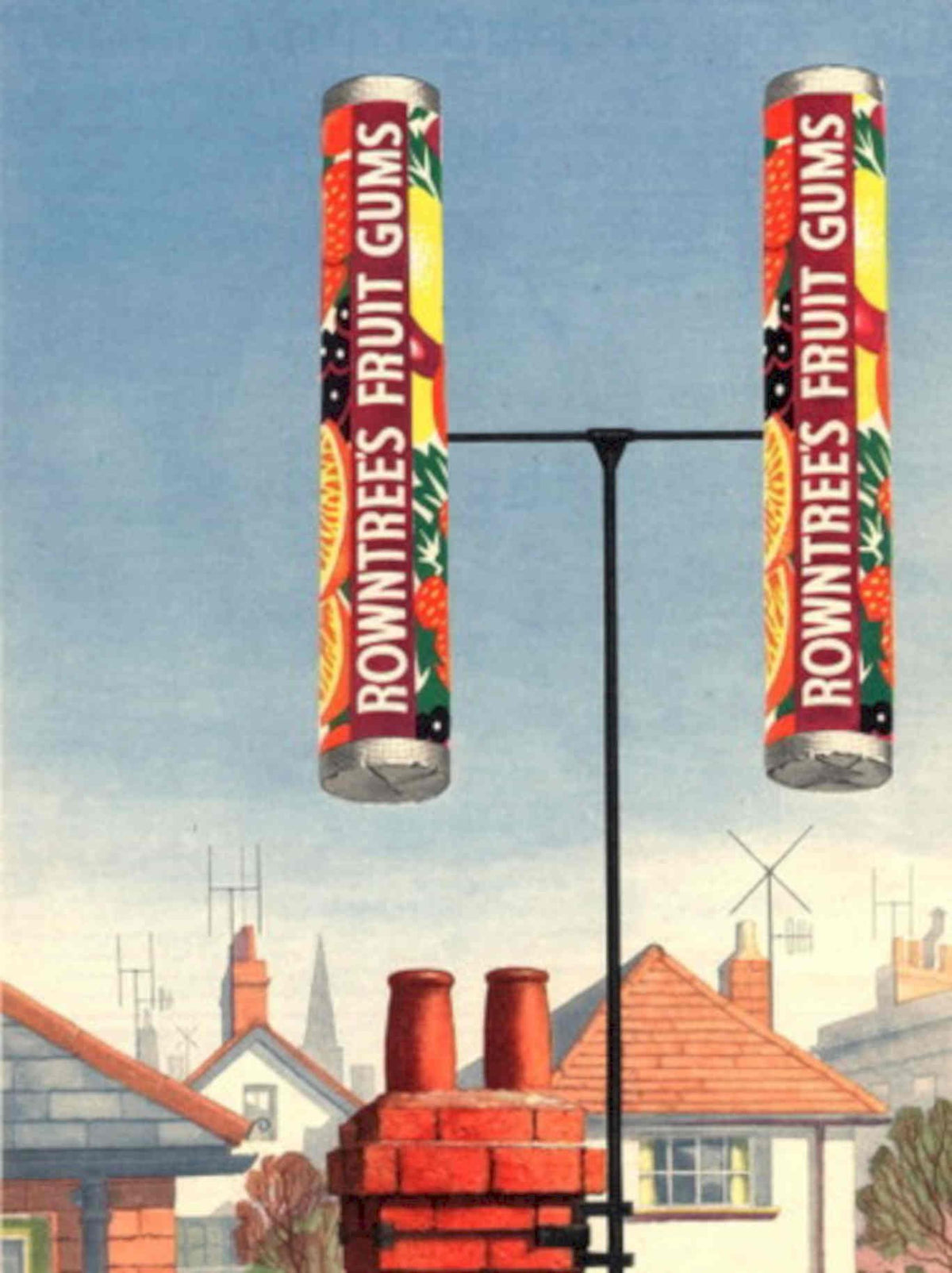 Rowntrees Fruit Gums 1 1950s Vintage Retro Advert Poster