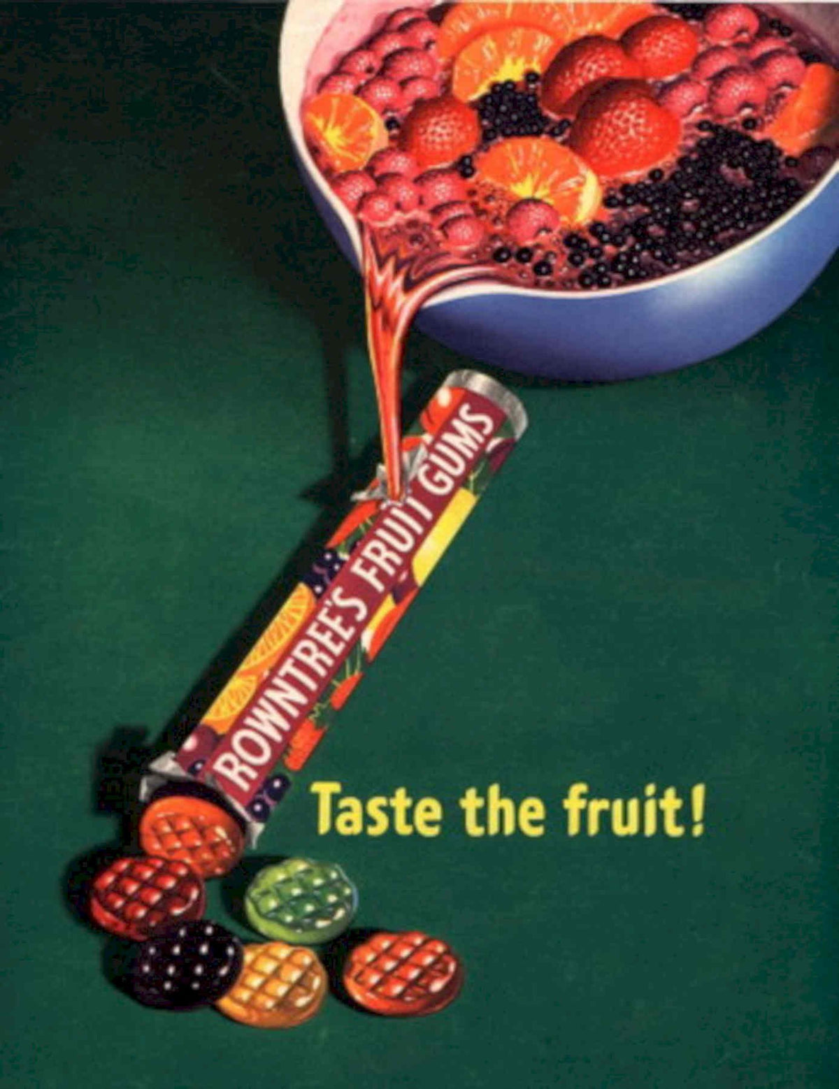 Rowntrees Fruit Gums 1940s Vintage Retro Advert Poster