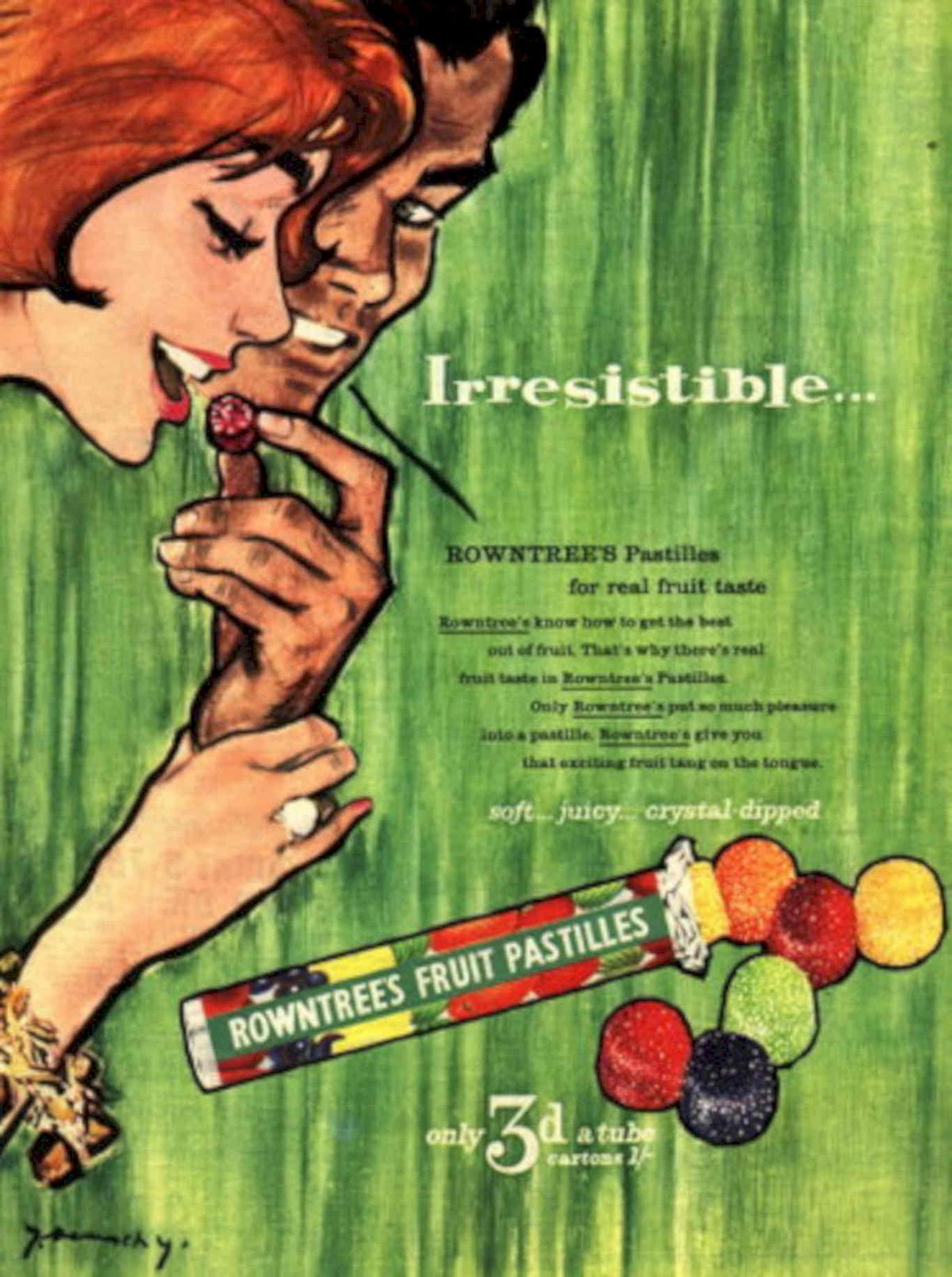 Rowntrees Pastilles Fruit 1950s Vintage Retro Advert Poster