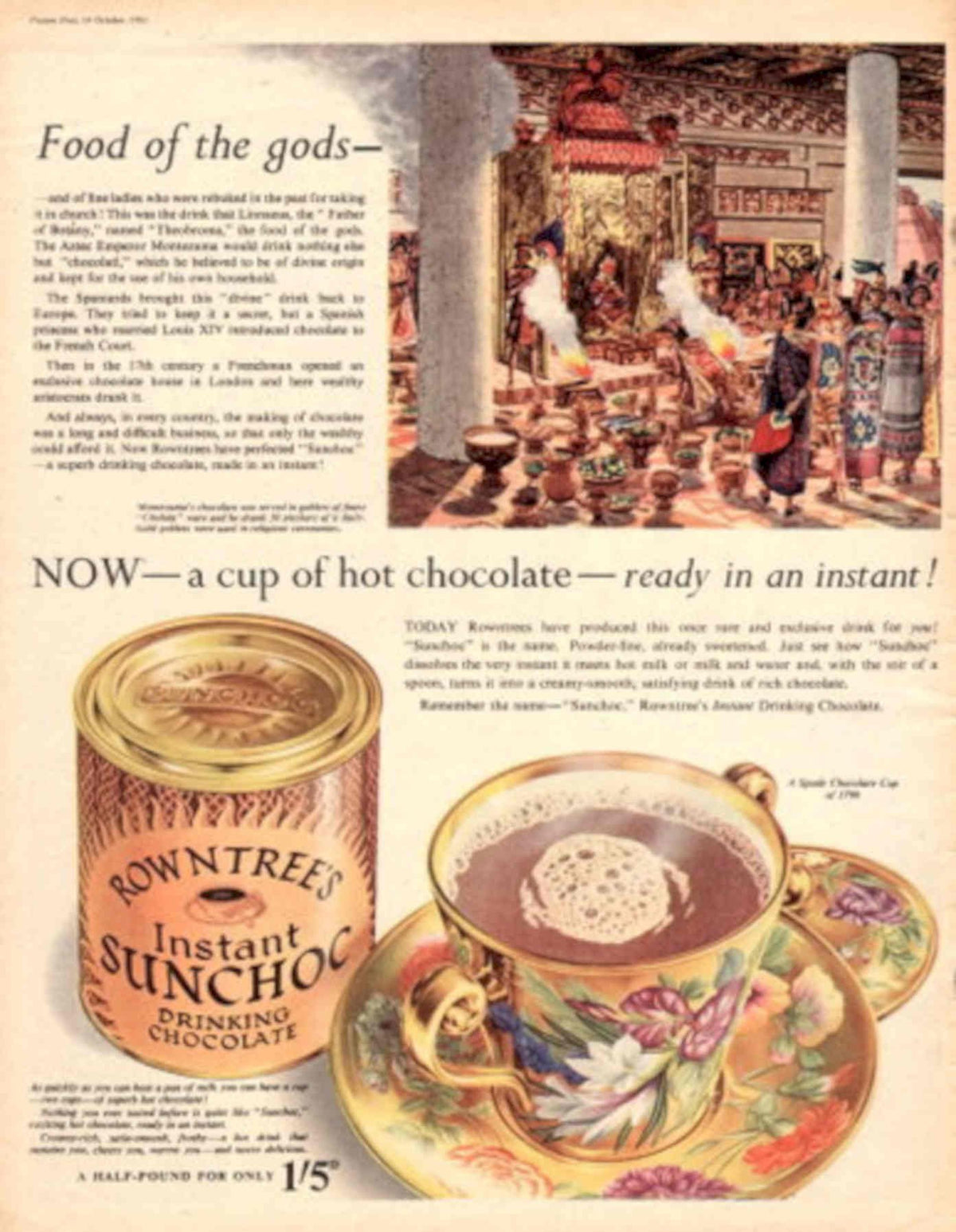 Rowntrees Sunhoco Chocolate 1950s Vintage Retro Advert Poster