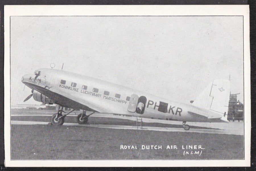 Royal Dutch Air Liner Klm Plane On Runway Vintage A4 Photo Print