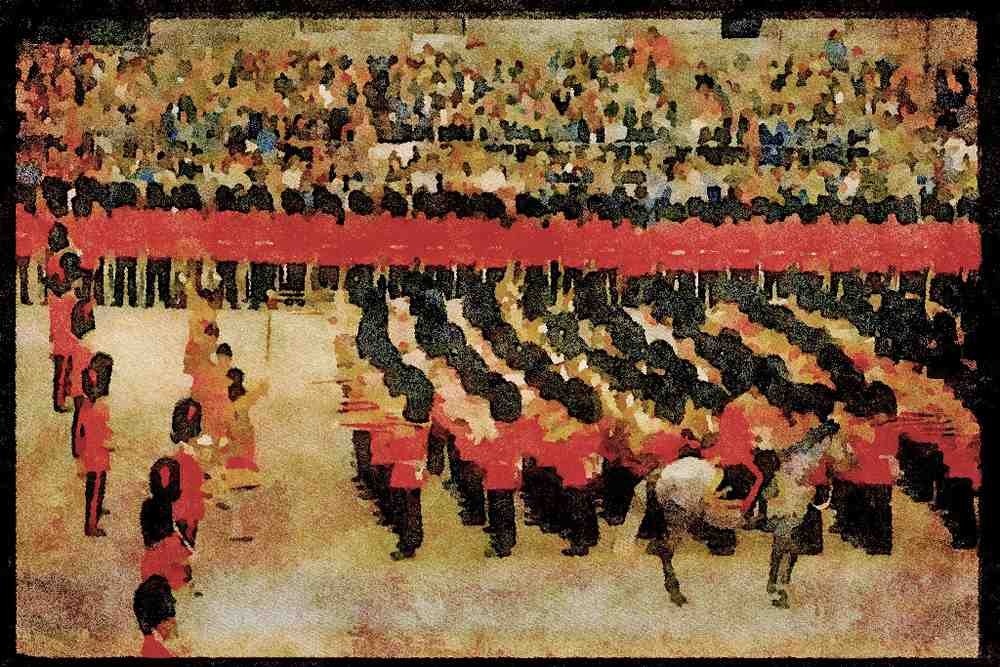 Royal Family UK GB England 165087 Massed Bands And Parade Commander A4 Limited Edition Watercolour Print