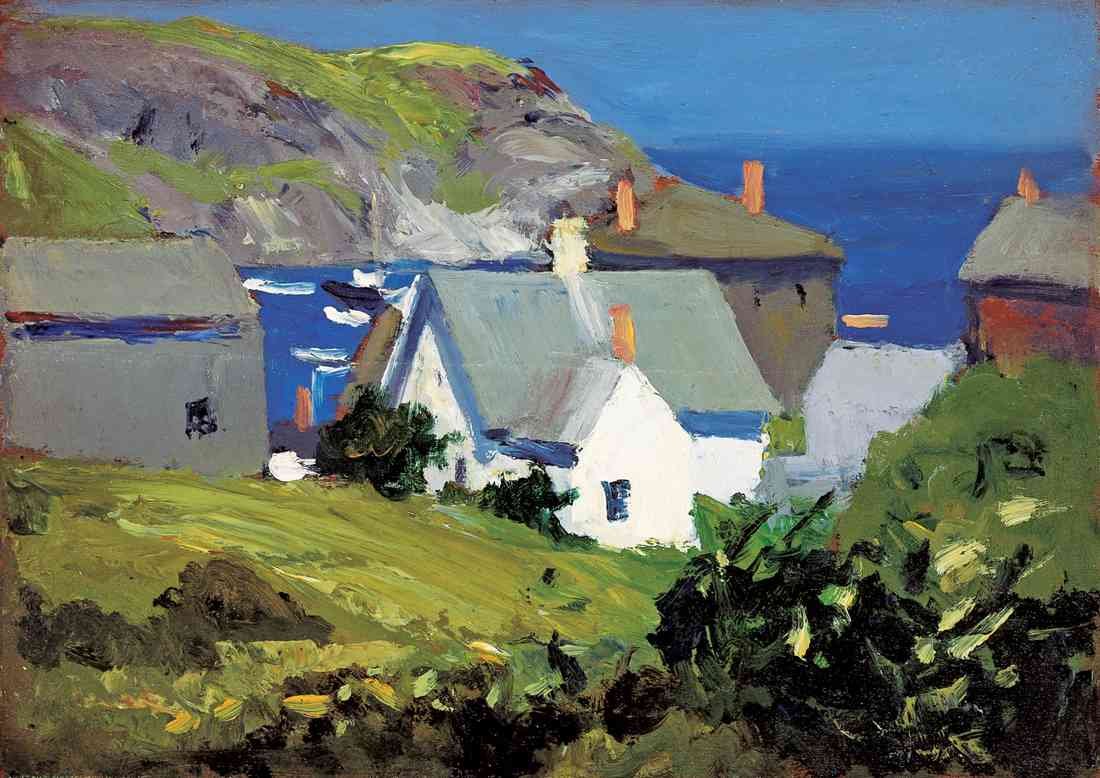Royalty Free Image Edward Hopper Monhegan houses in Maine Modernism A4 Photo Print
