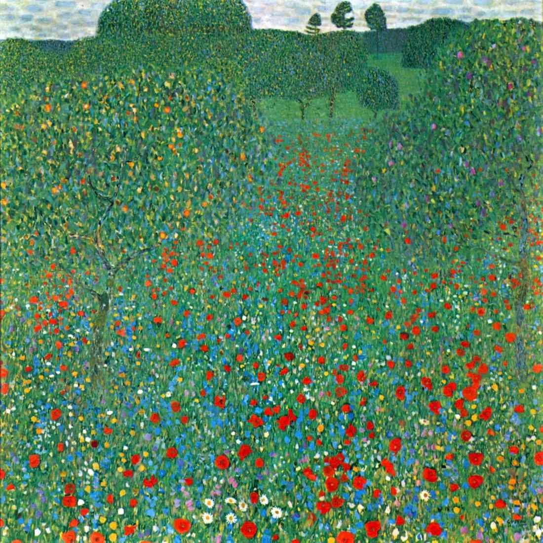 Royalty Free Image Poppy Field Klimt square A4 Photo Print
