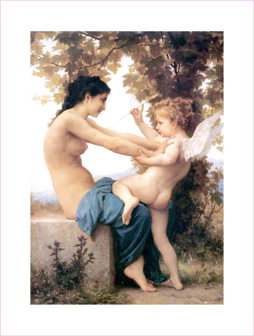 Royalty Free Image Young Girl Defending Herself Against Eros Bouguereau plus 1520 light A4 Photo Print