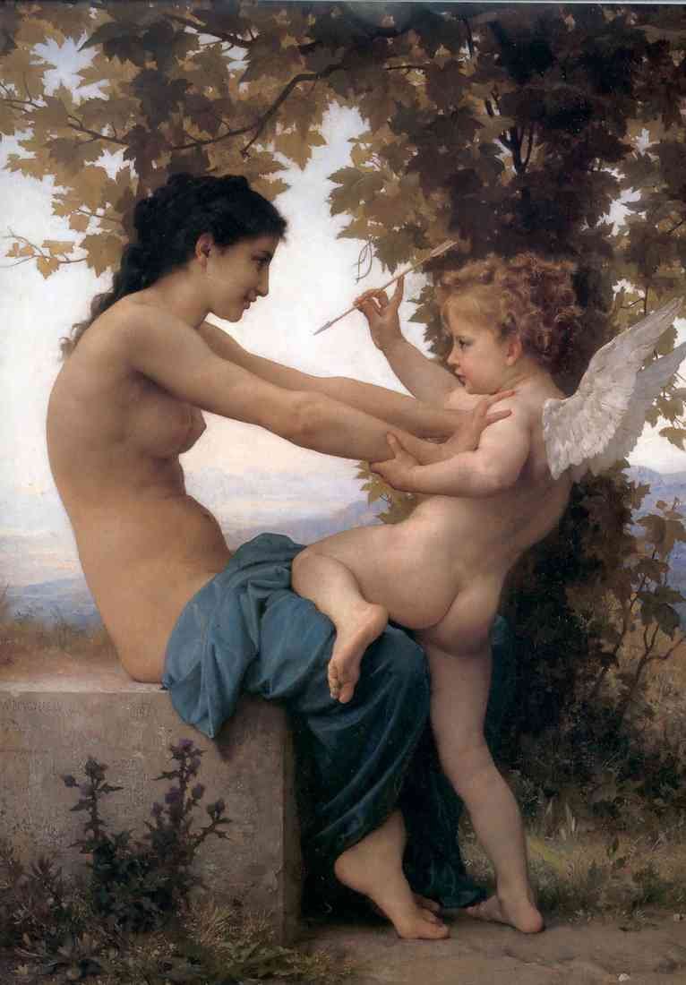 Royalty Free Image Young Girl Defending Herself Against Eros Bouguereau plus A4 Photo Print